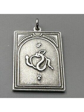 Tom Wood Tarot Lovers Rectangular Pendant Dog Tag Sterling Silver Logo Signed